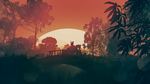 彩色夕阳骑士插画背景