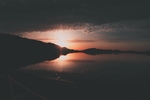 河水夕阳天空云彩风景