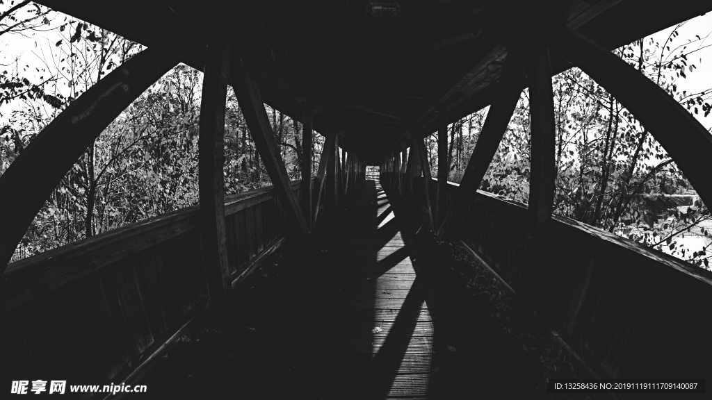 木桥走廊风景建筑背景