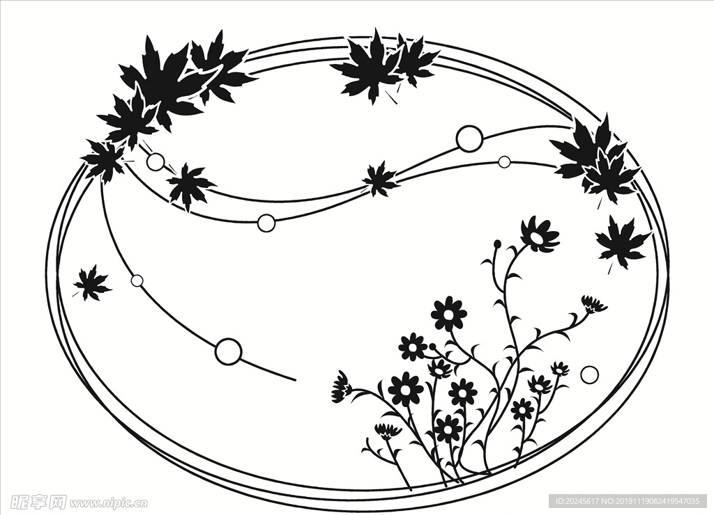 圆形枫叶花边