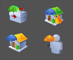 3D系列图标 雨伞 住房
