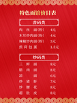 面馆价格表