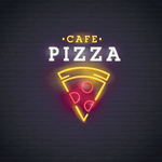 pizza店霓虹灯发光logo