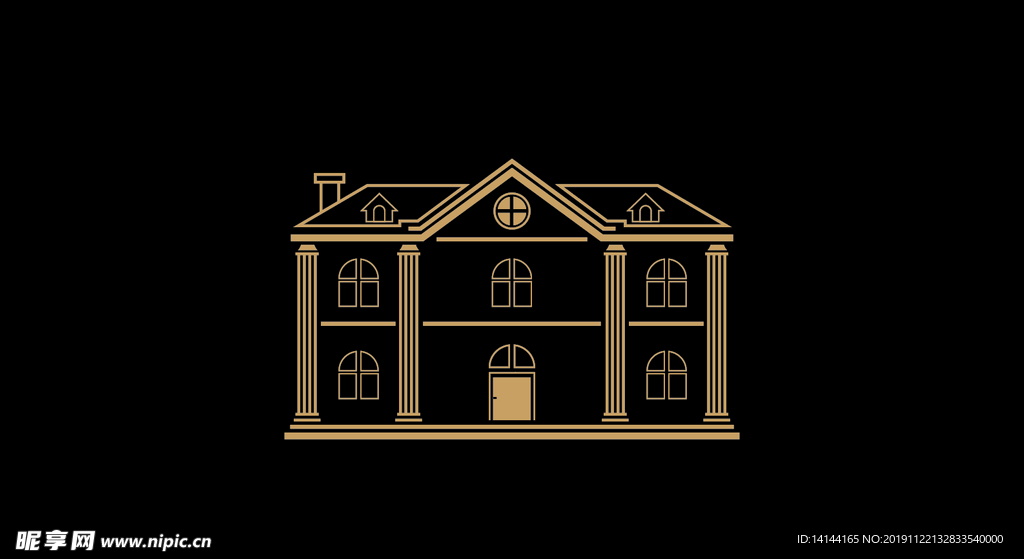 简约 欧式 公馆 线稿 建筑