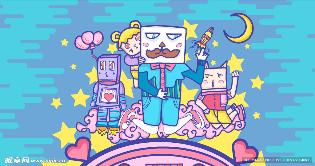 嘻哈创意插画图案