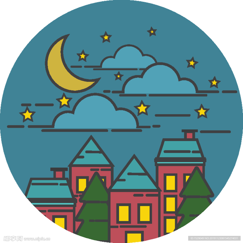 卡通夜晚天空