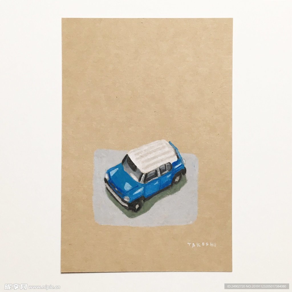 日常物品油画小汽车