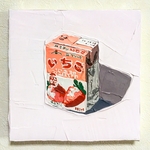 日常物品油画草莓味牛奶