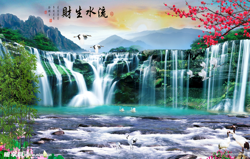 新中式山水背景墙