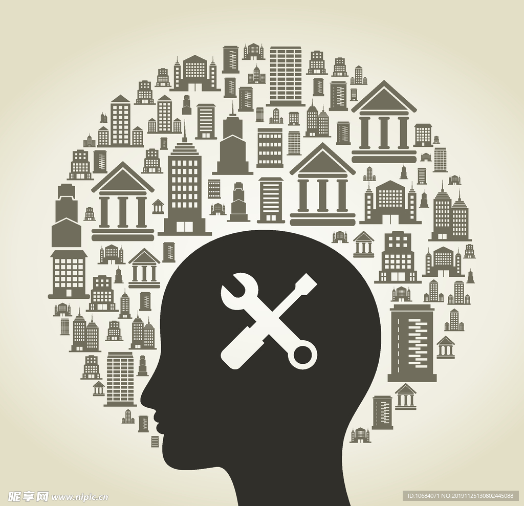 人物剪影大脑矢量元素