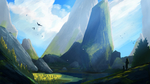 彩色群山插画天空风景