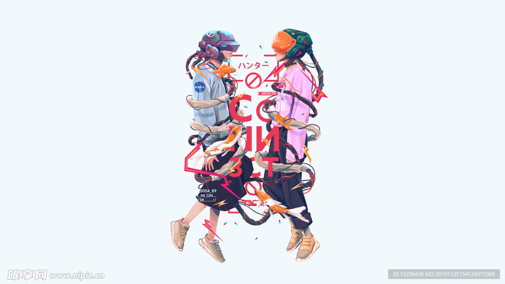 彩色 人物 插画 动漫 背景