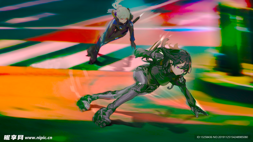 彩色人物插画动漫背景