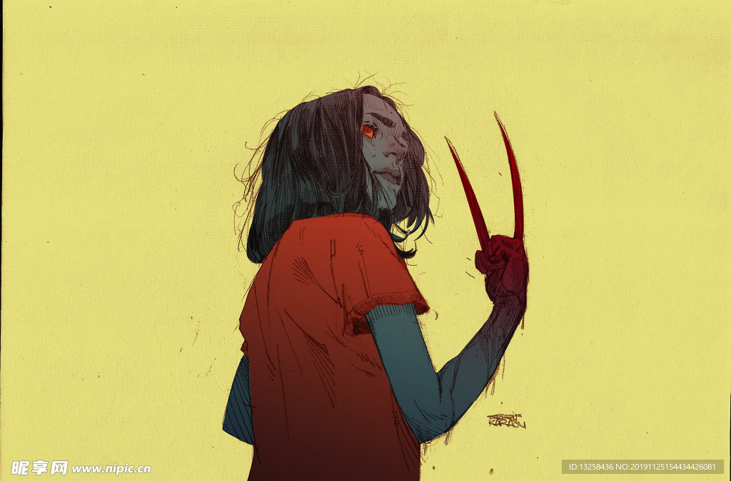 彩色人物插画动漫背景