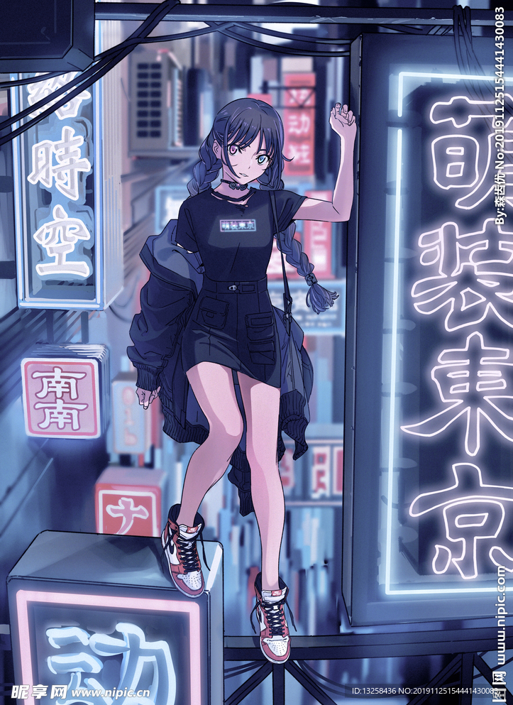 彩色人物插画动漫背景