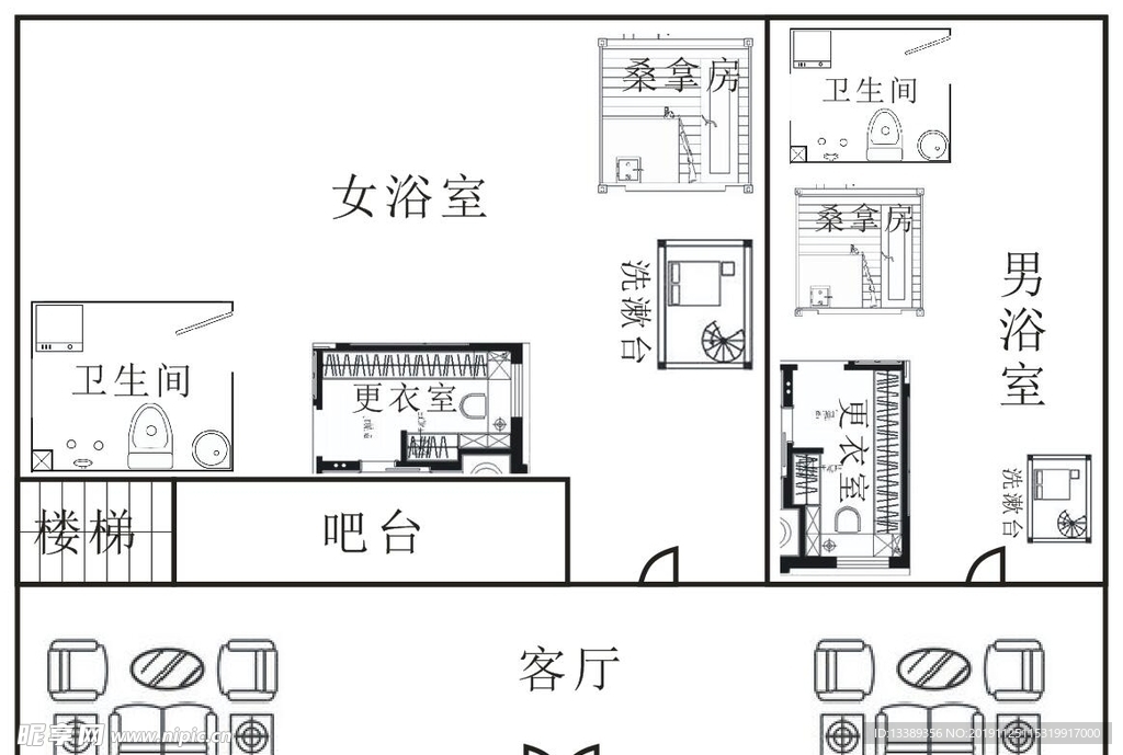 浴室平面图