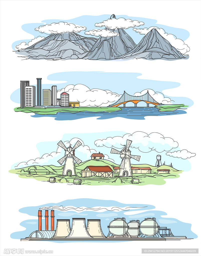 工业污染插画