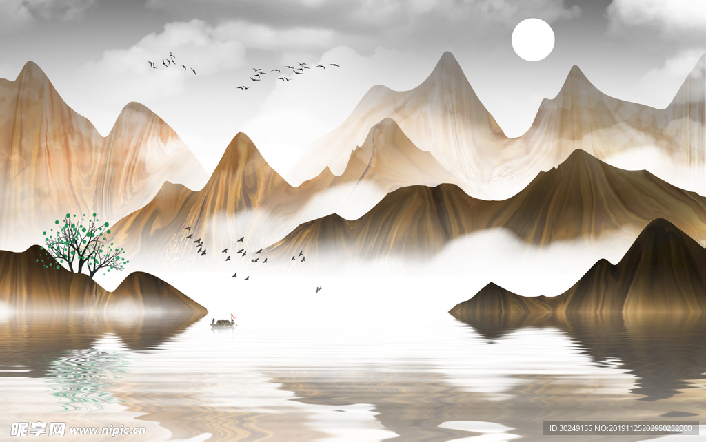 新中式水墨山水画