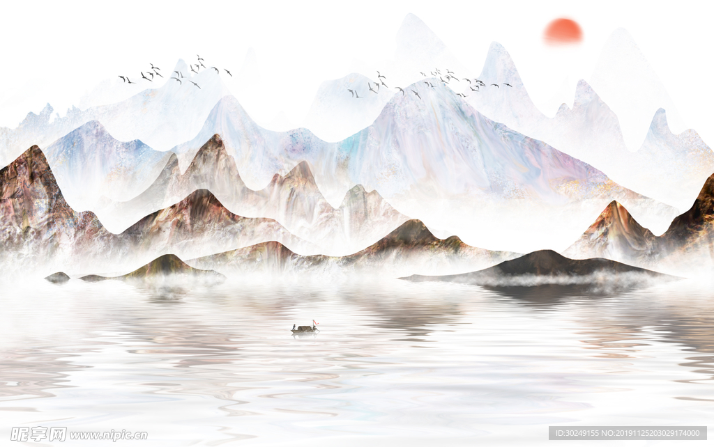 中国风意境水墨山水画