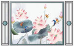 新中式中式荷花蜻蜓背景墙图片