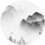 抽象意境水墨画山水画