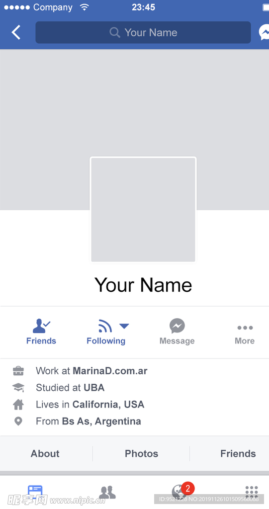Facebook移动ui