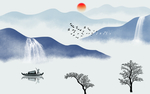 山水画 山水背景