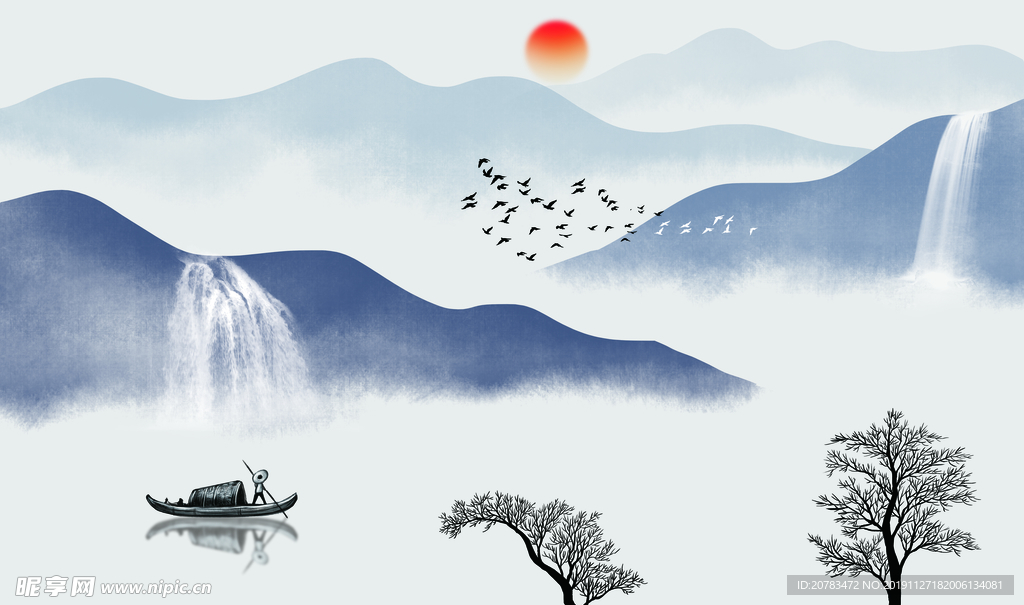 山水画 山水背景