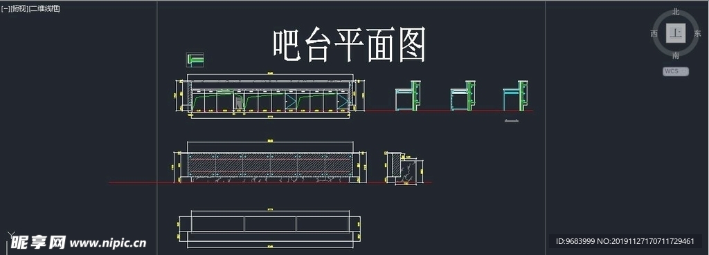 服务台吧台平立面图