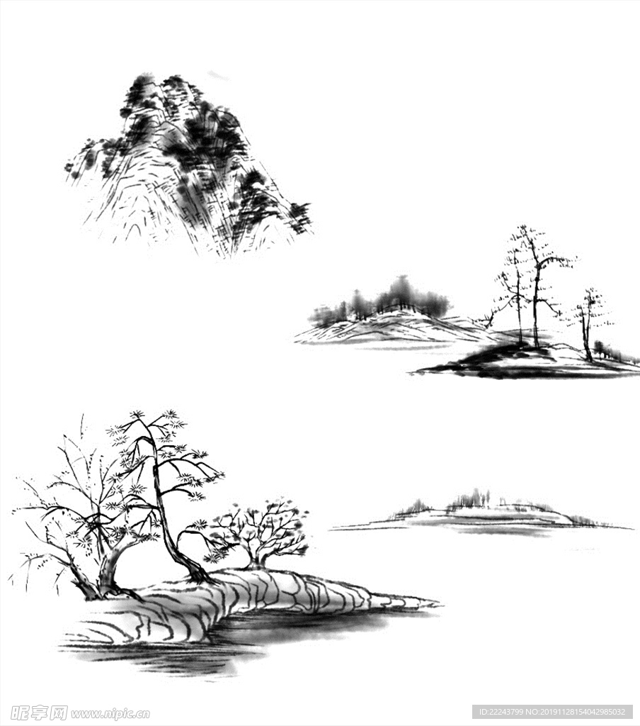 水墨中国风山水精致背景装饰