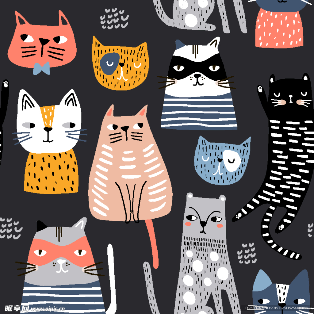 卡通可爱动物猫狗插画
