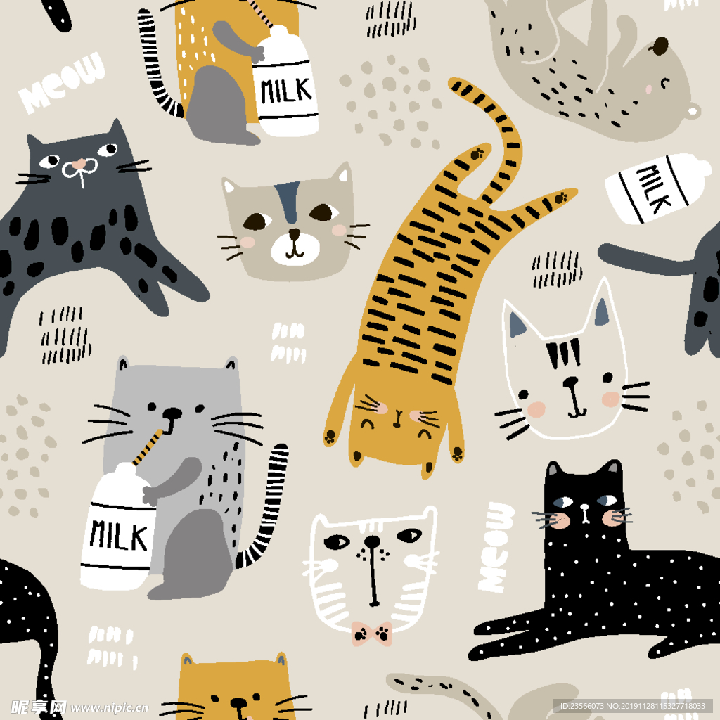 卡通可爱动物猫狗插画