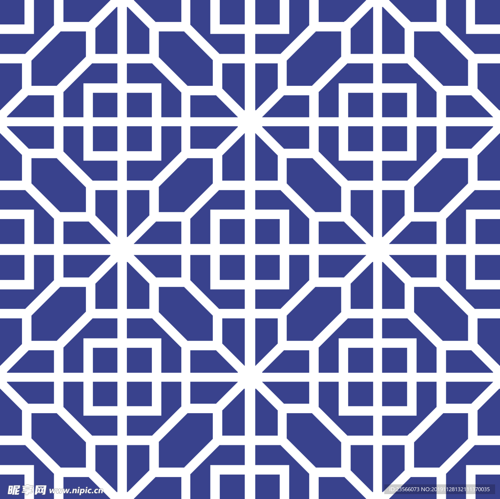 矢量蓝色青花瓷花纹