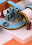 高清c4d立体礼盒场景素材背景
