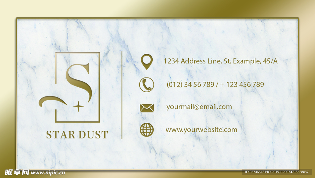 高档 金色 边框大理石底纹名片