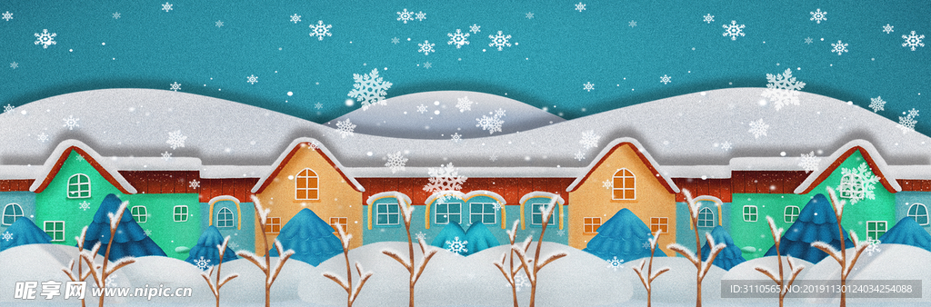 冬季大雪卡通海报banner