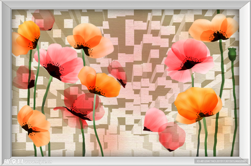 花卉电视墙