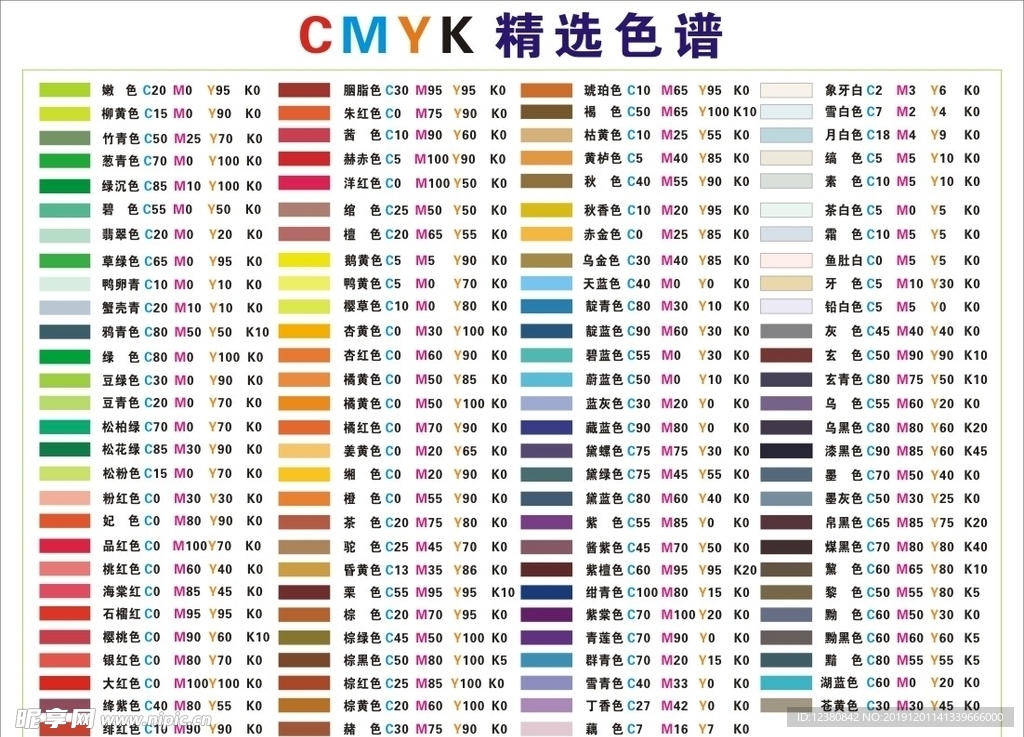 色卡色值CMYK