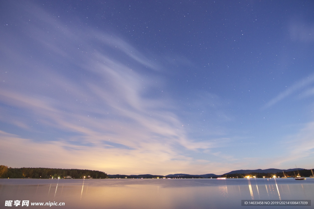 夜空星空晚霞海岸线