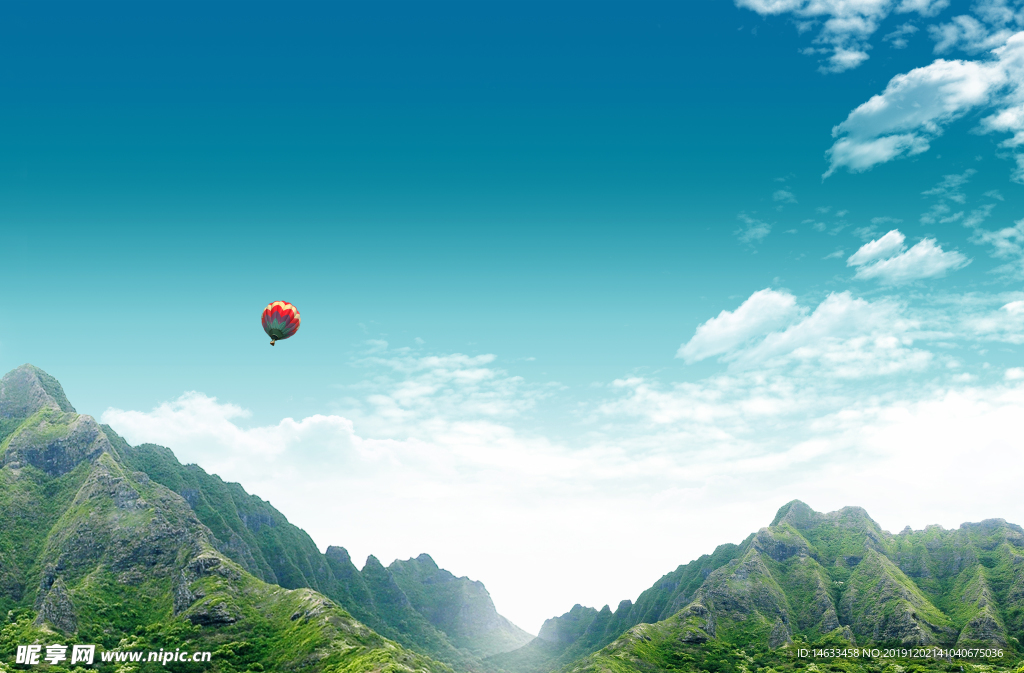 热气球山水风景