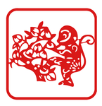 12生肖猴剪纸红色年画素材