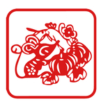 12生肖老鼠剪纸红色年画素材