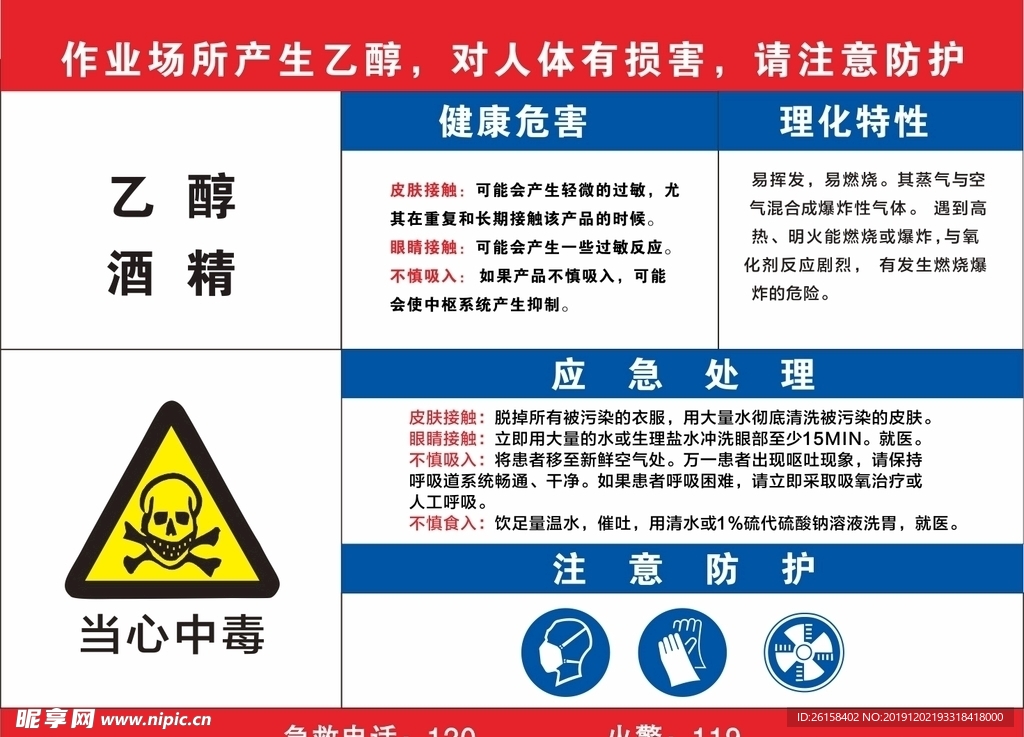 乙醇酒精职业危害告知牌图片