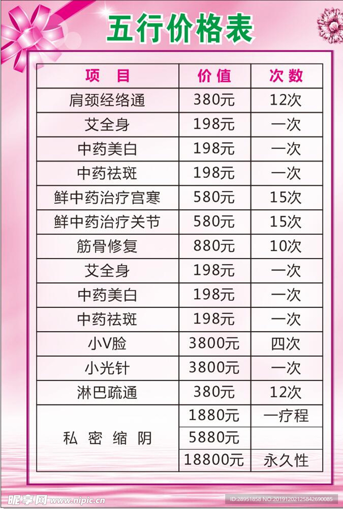 五行养生A4价格表