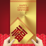 中国红烫金花纹