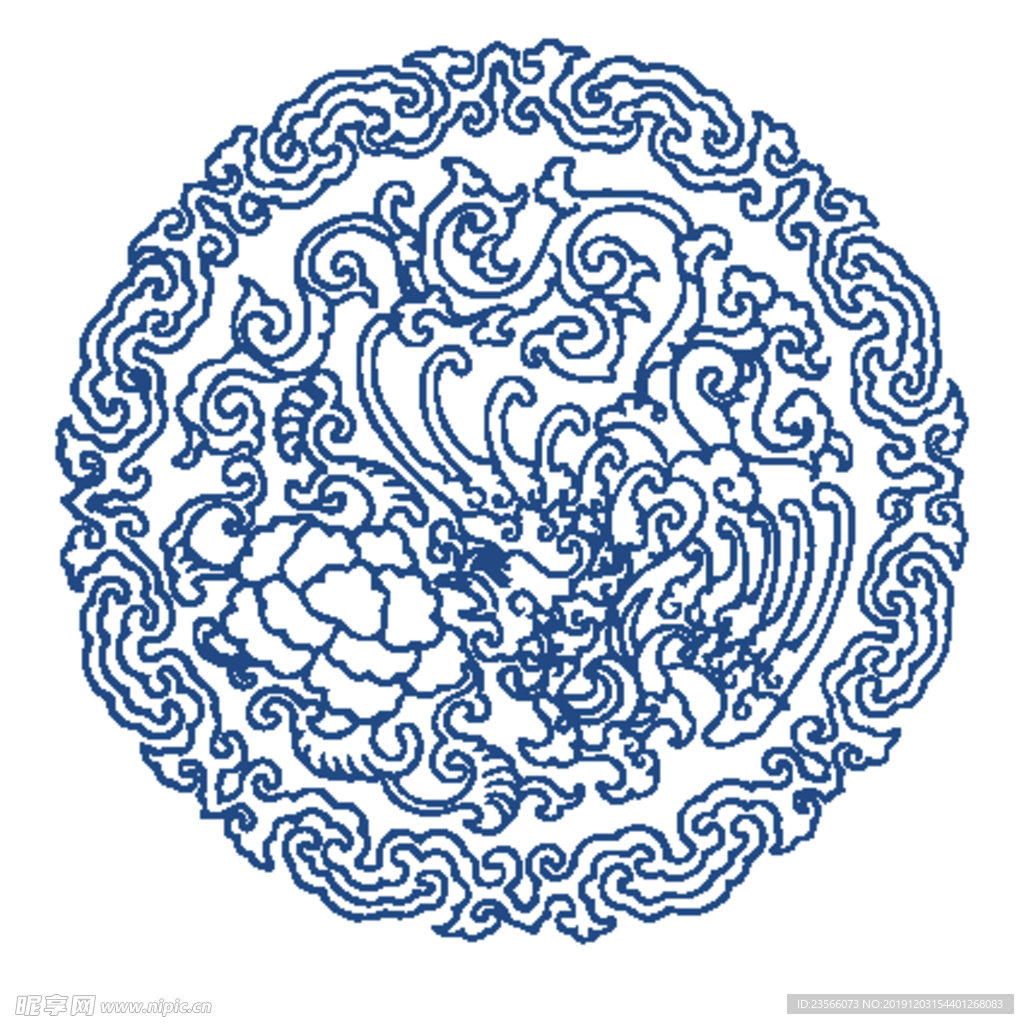 中国风青花瓷花纹图案