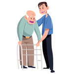 生病老人插画