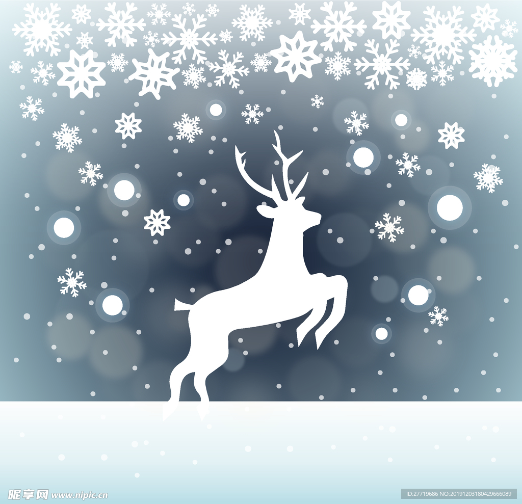 圣诞麋鹿冰雪