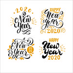 时尚新年快乐字体设计