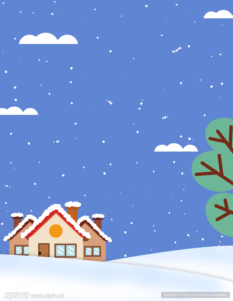 手绘卡通雪地